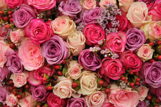 Wedding flowers: roses in various pastel colors