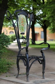 The metal Garden chair  in the garden