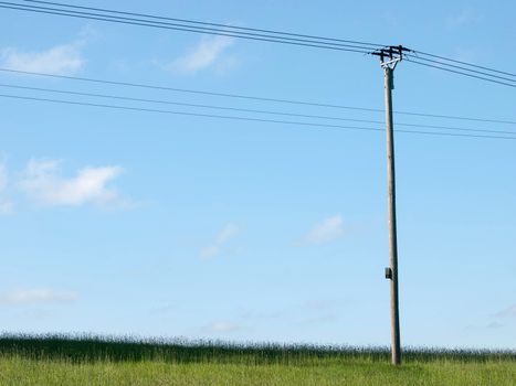 Electric pole on a meadow