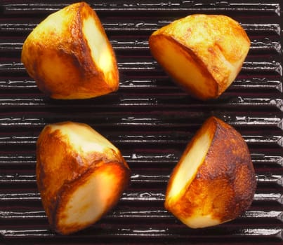 close up of roasted potatoes      
