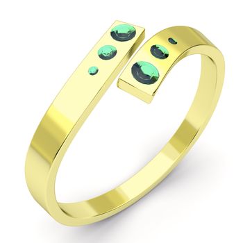 Golden ring with six emeralds