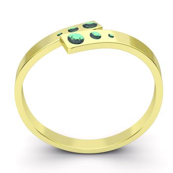 Golden ring with green diamonds