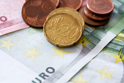 Money euro coins and banknotes