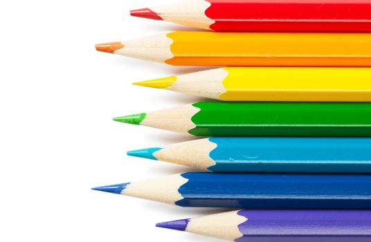 Colorful pencils isolated over white background