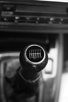 A manual shift car gear lever