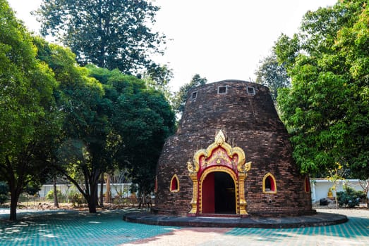 Ancient Buddha image hall (Ubosot) at Paa Jareon Tham temple, Chiangmai, Thailand