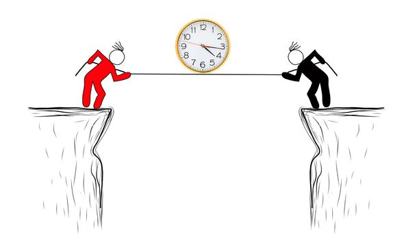 drawing Risk management business person with time.