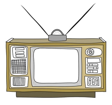 Retro TV set isolated on white, illustration
