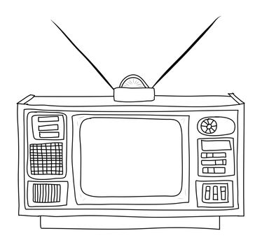 Retro TV set isolated on white, illustration