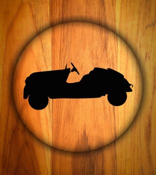 Car sign on a wood background