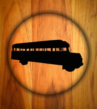 bus sign on a wood background