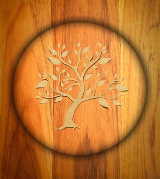 tree paper icon  on   wood background.