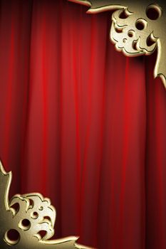 gold on red velvet curtain