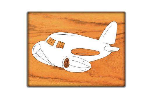 Airplane Sign icon on wood texture and background