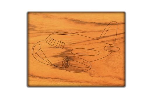 Airplane Sign icon on wood texture and background