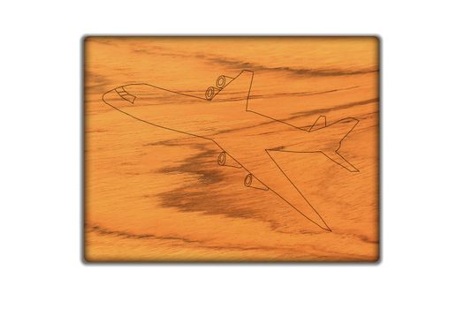 Airplane Sign icon on wood texture and background