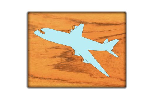 Airplane Sign icon on wood texture and background