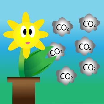 Flowers and carbon dioxide.
Concepts to reduce global warming.