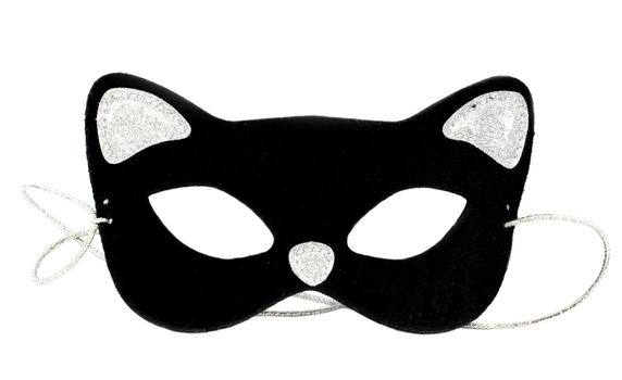 Carnival cat mask on white background