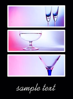 glass for brandy  on blue and red background