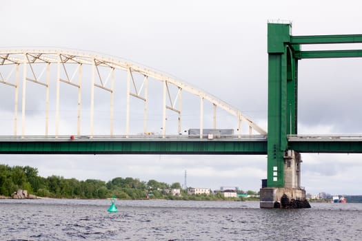 A big modern bridge on a river
