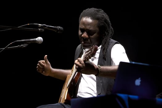 Richard Bona (born October 28, 1967 in Minta, Cameroon) is a jazz bassist and musician. His real African name, as he said live in Montreal in a show with Bobby McFerrin, is Bona Pinder Yayumayalolo.
Photo taken in CEA Philharmonic Gorzow Wielkopolski, Poland.