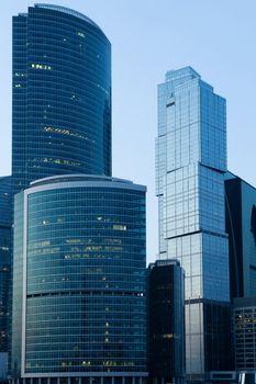 Russia City Modern skyscrapers in Moscow at a evening