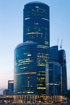 Russia City Modern skyscrapers in Moscow at a evening