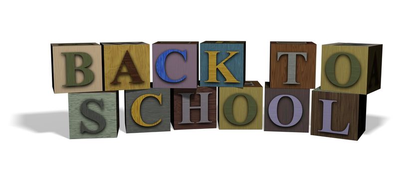 Illustration of wooden blocks spelling out the words BACK TO SCHOOL