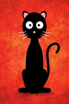 Illustration of an isolated black cat