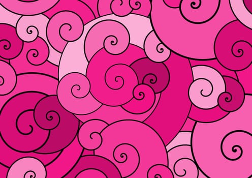 Abstract illustration of a pink background made of swirls