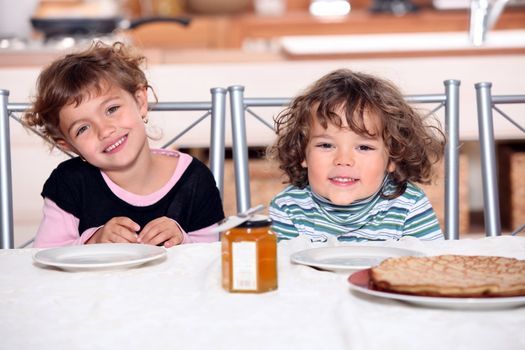 little girls having a snack