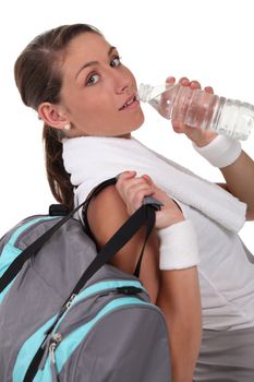 Woman drinking water