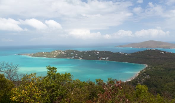 Broad panorama of Magen or Magens Bay on St Thomas US Virgin Islands USVI
