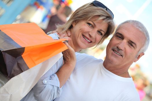 Couple out shopping