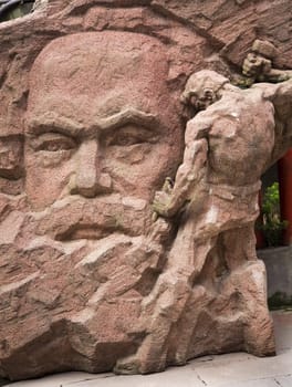 Karl Marx Old Pink Stone Statue, Chongqing, Sichuan China