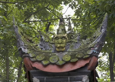 Green Dragon Statue Garden Baoguang Si Shining Treasure Buddhist Temple Chengdu Sichuan China