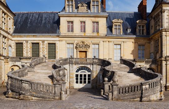 Principal staircase Chateau de Fontainebleau, residence of Napoleon I, Paris