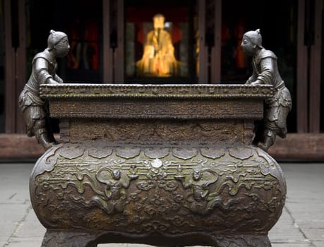 Ornate Iron Pot Liu Bei Statue, Wuhou Memorial, Three Kingdoms, Temple, Chengdu, Sichuan, China