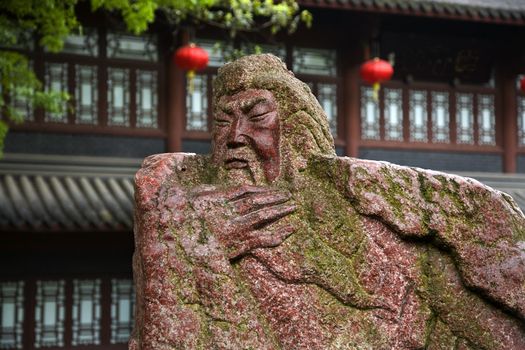 Ancient Statue of Guan Yu, Wuhou Memorial, Three Kingdoms, Temple, Chengdu, Sichuan, China.  This is a famous historical site in China built in the 16 and 1700s.