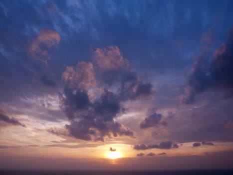 Romantic sea with beautiful twilight sky in Thailand