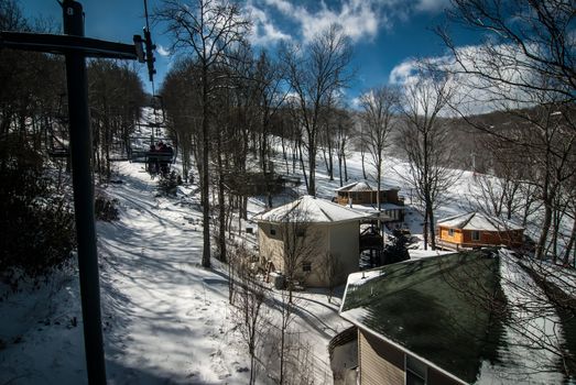 sunny day at the north carolina skiing resort in february