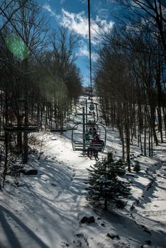 sunny day at the north carolina skiing resort in february