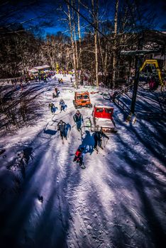 sunny day at the north carolina skiing resort in february