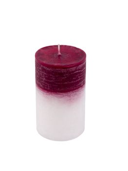 Red and white candle on white background