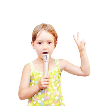The Child and microphone, on white background.  