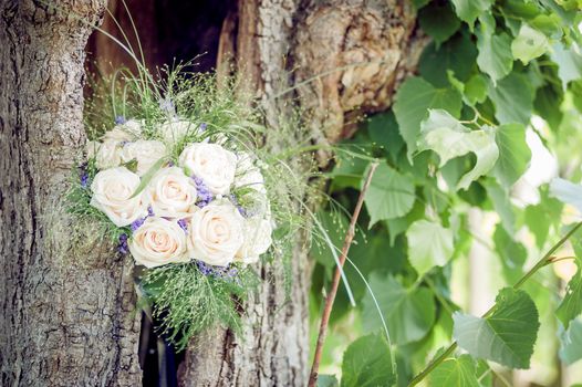 Bridal Bouquet decorating a Tree