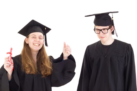 Two graduates in their academic gowns