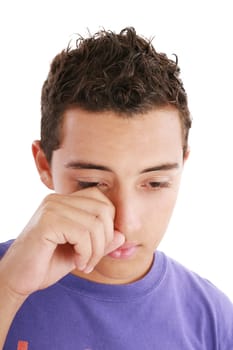 Portrait of young man crying