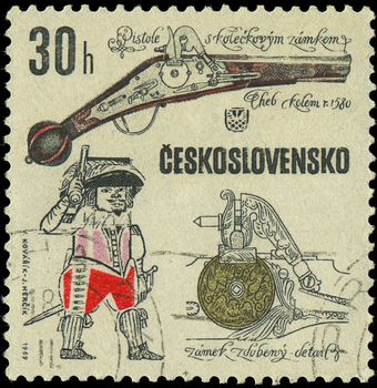 CZECHOSLOVAKIA - CIRCA 1969: A stamp printed in Czechoslovakia shows ancient gun, circa 1969